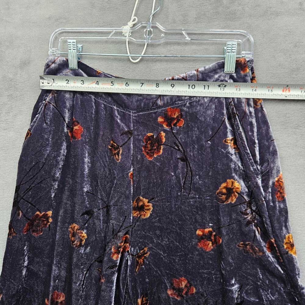 Anthropologie Ett Twa Jessie Velvet Wide Leg Pants Floral Burnout Boho Size Xs - Picture 5 of 9